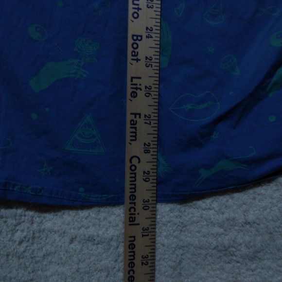 VSTR shirt mens 2XL XXL blue illuminati all over print button short sleeve - Picture 8 of 9